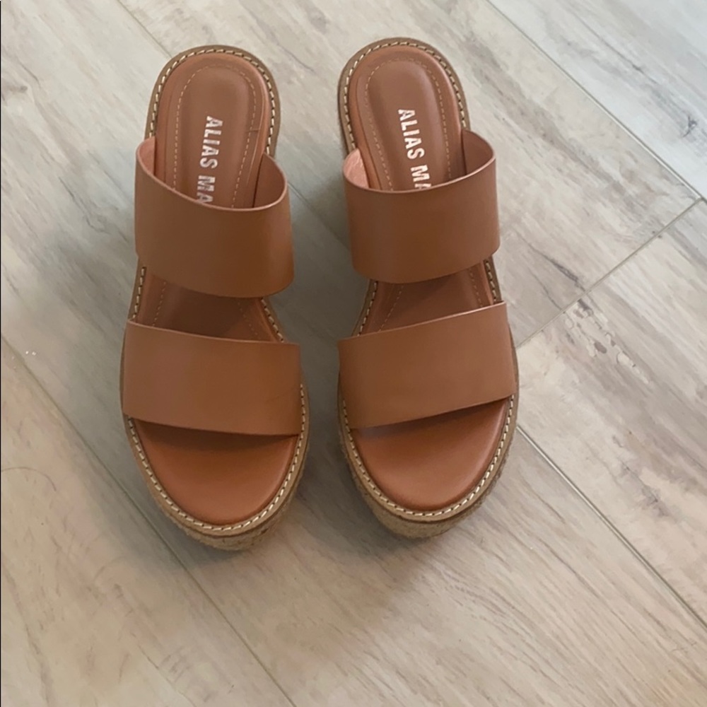 Leather Wedge Slides
